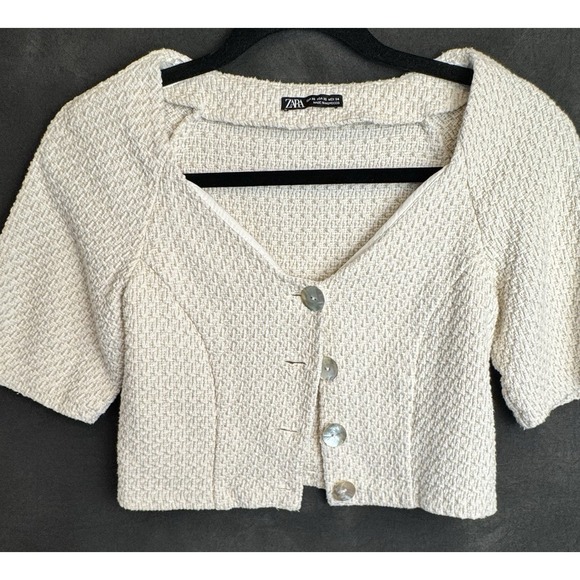 Zara Sweaters - Zara Cropped Knit Cardigan Sweater Size XSMALL